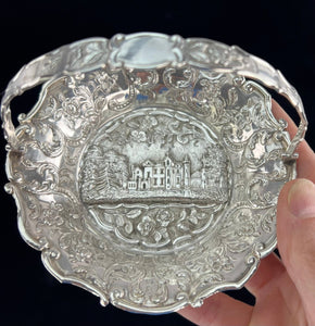 1843 Nathaniel Mills Victorian Sterling Silver Castle Top Abbotsford Basket