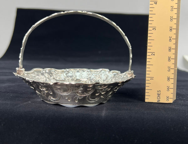 1843 Nathaniel Mills Victorian Sterling Silver Castle Top Abbotsford Basket