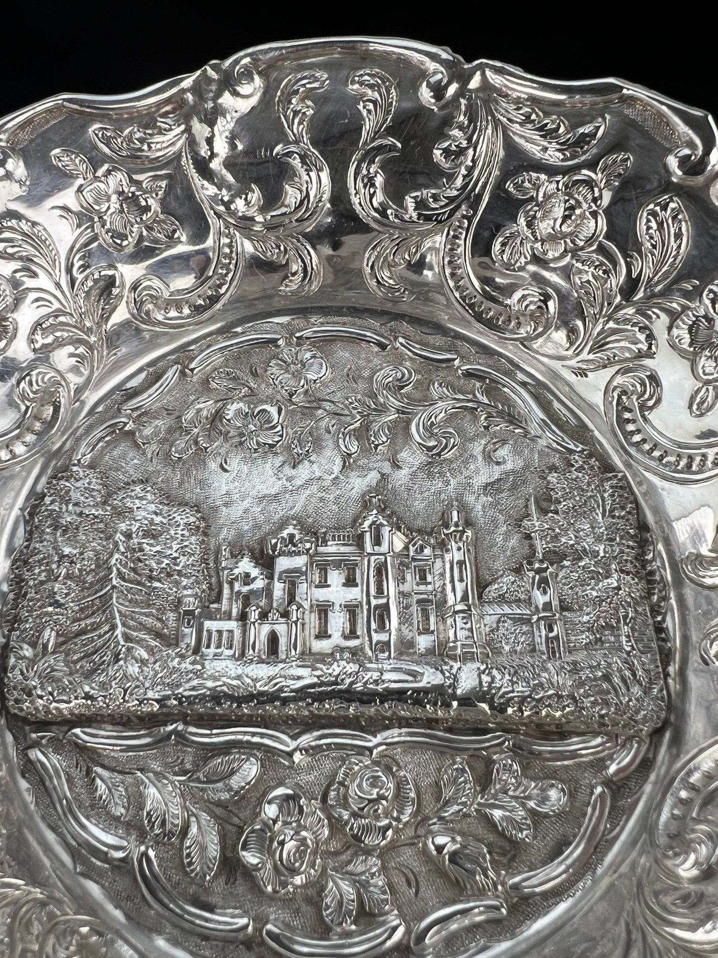 1843 Nathaniel Mills Victorian Sterling Silver Castle Top Abbotsford Basket
