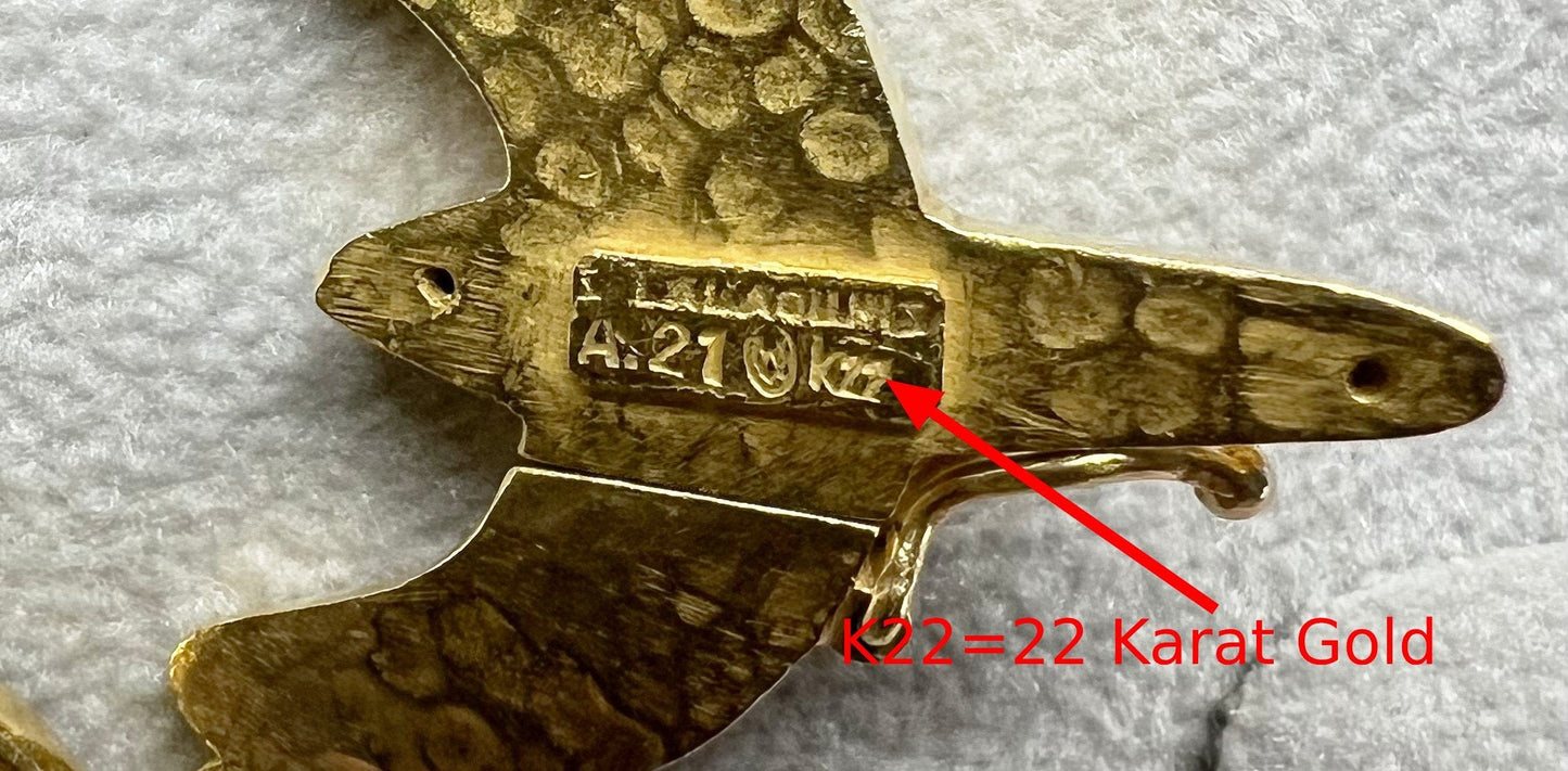 Rare Signed LaLaounis 22k Yellow Gold Hellenic Minoan Textured Link Necklace