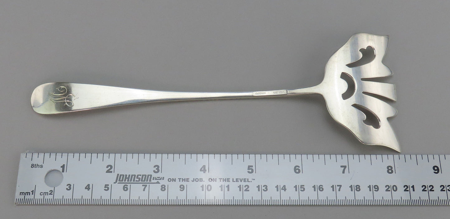 Rare Stieff Rose Sterling Silver Long Bacon Serving Fork M Mono 8 1/4 inches