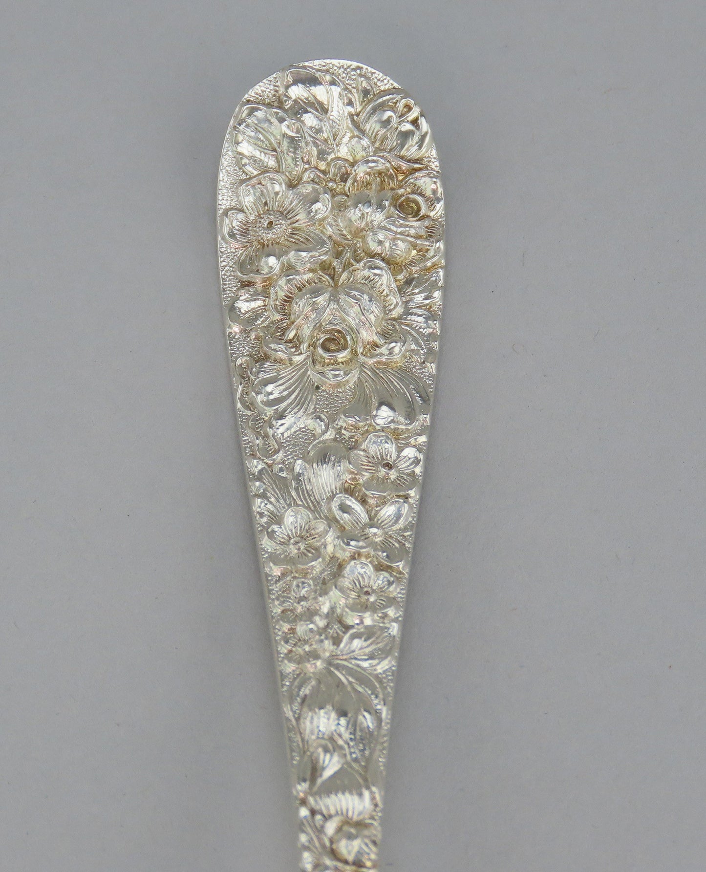 Rare Stieff Rose Sterling Silver Long Bacon Serving Fork M Mono 8 1/4 inches