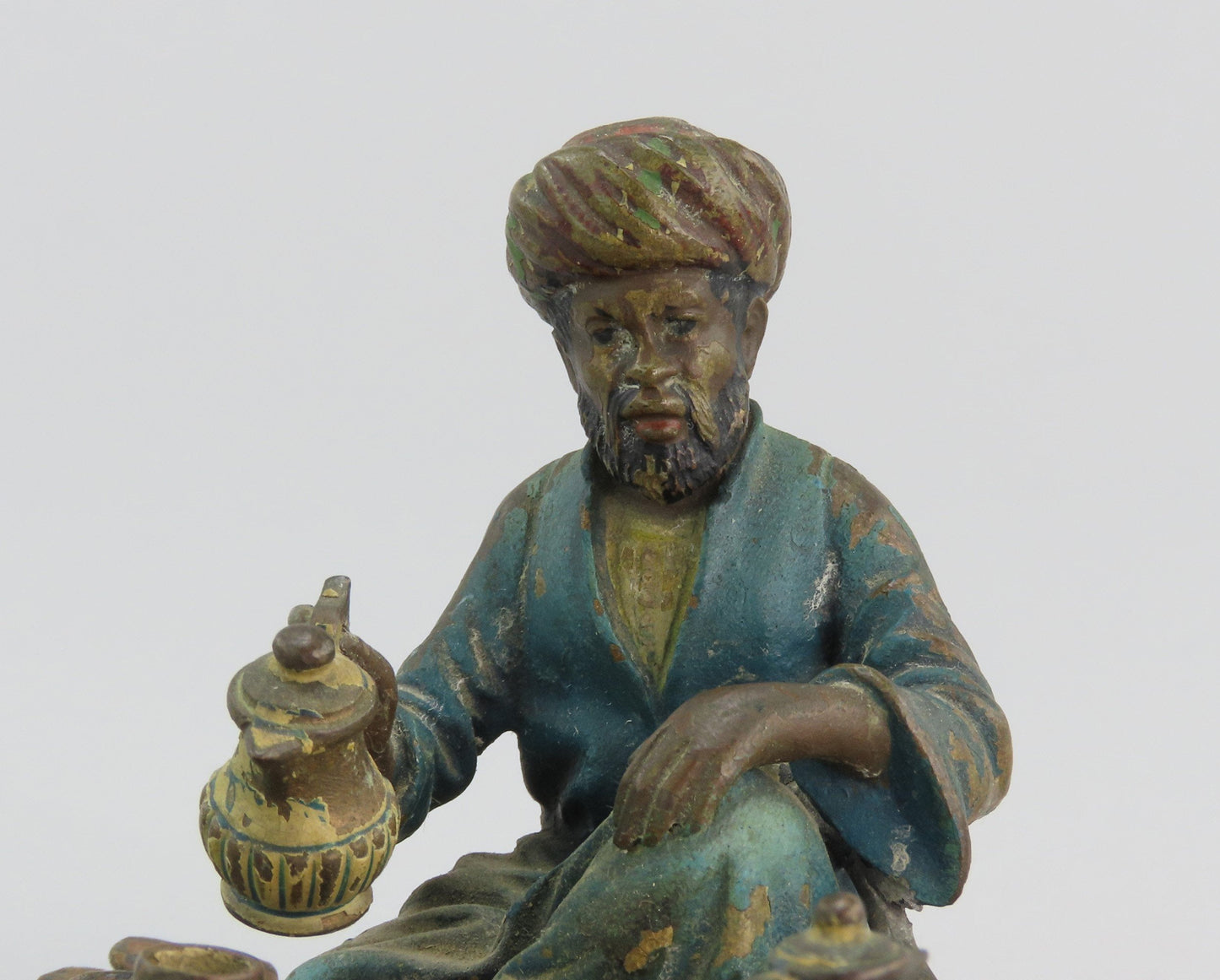 c1890 Antique Austrian Bronze Middle Eastern Scene Serving Tea Man w/ Boy