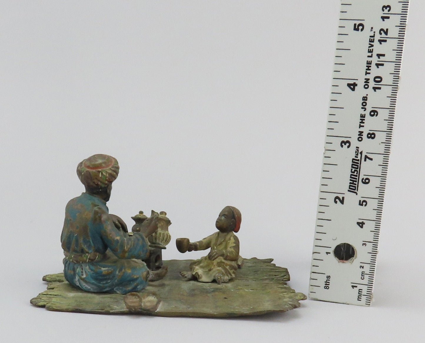 c1890 Antique Austrian Bronze Middle Eastern Scene Serving Tea Man w/ Boy