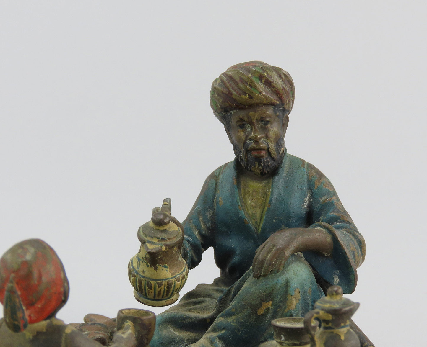 c1890 Antique Austrian Bronze Middle Eastern Scene Serving Tea Man w/ Boy
