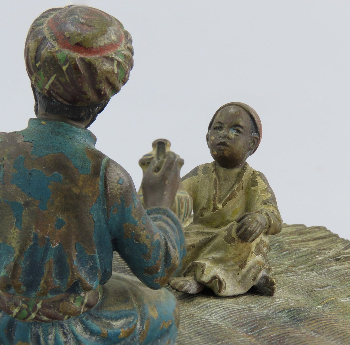 c1890 Antique Austrian Bronze Middle Eastern Scene Serving Tea Man w/ Boy