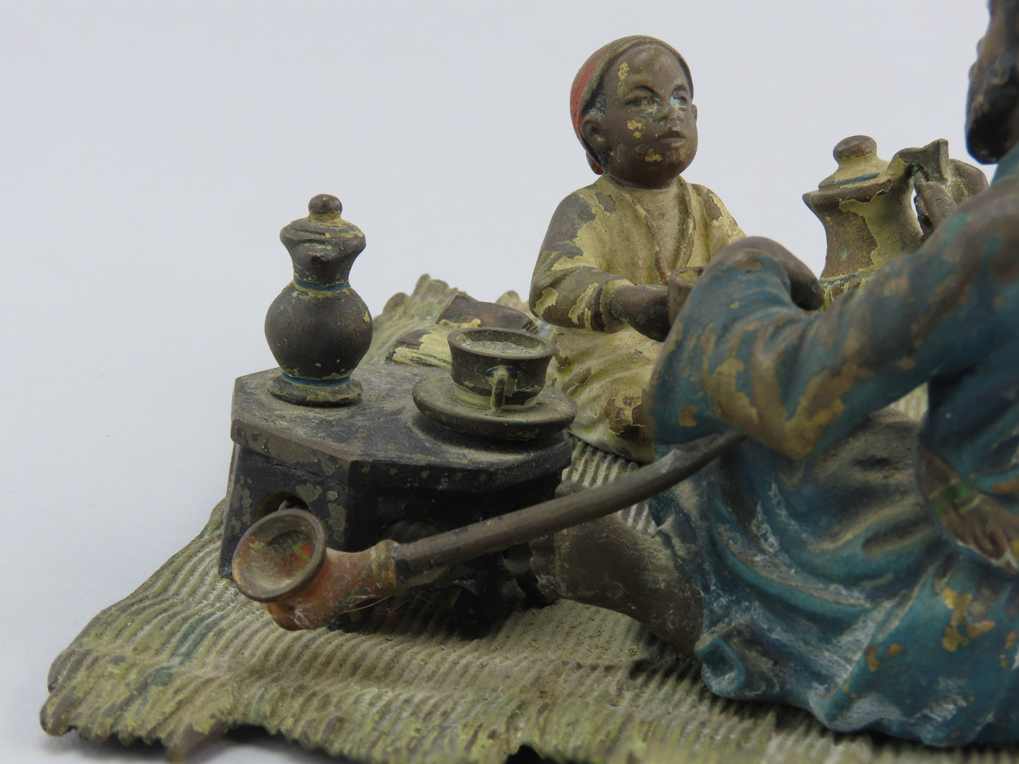 c1890 Antique Austrian Bronze Middle Eastern Scene Serving Tea Man w/ Boy