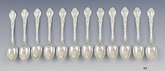 Great Set 12 Alvin Sterling Silver Orient Pat. Demitasse Spoons