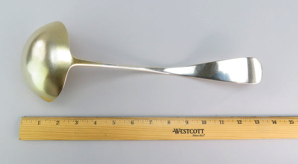 Gorgeous Large American Sterling Silver Hammered Soup Punch Ladle Gilded Bowl