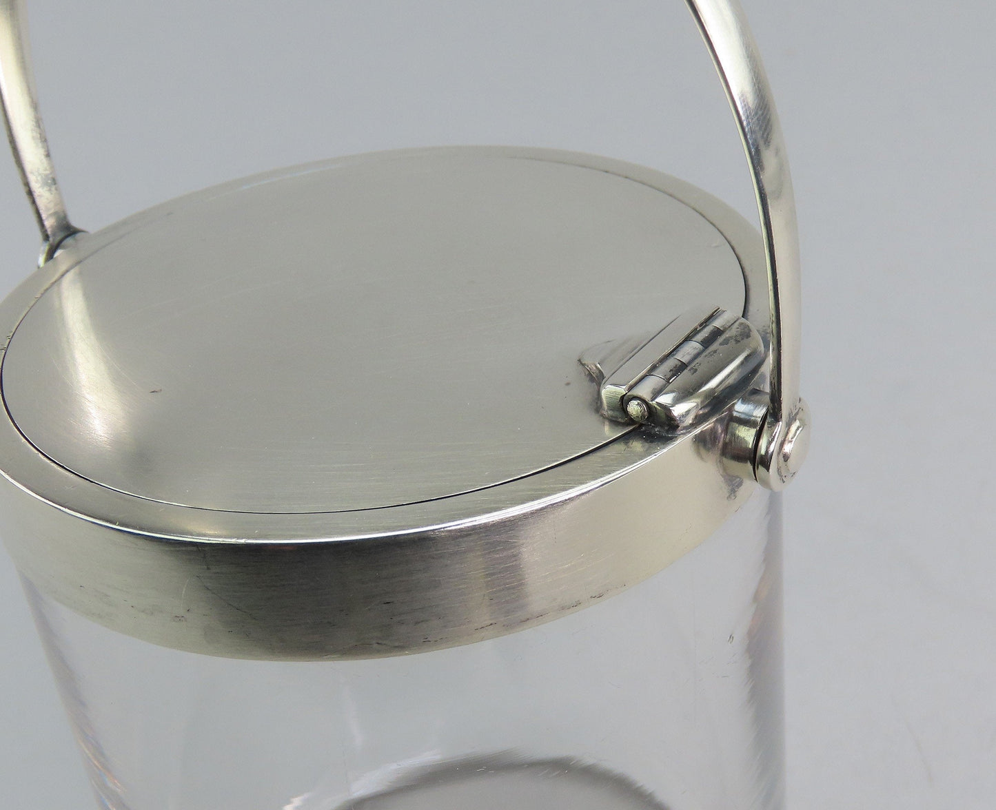 Rare Tiffany Co Sterling Silver Glass Compote Jam Jar Mustard Pot Mechanical Lid