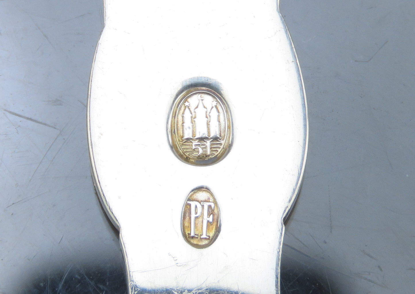 Beautiful 1951 Danish Silver Handwrought Butterfly Flower Handle Serving Fork