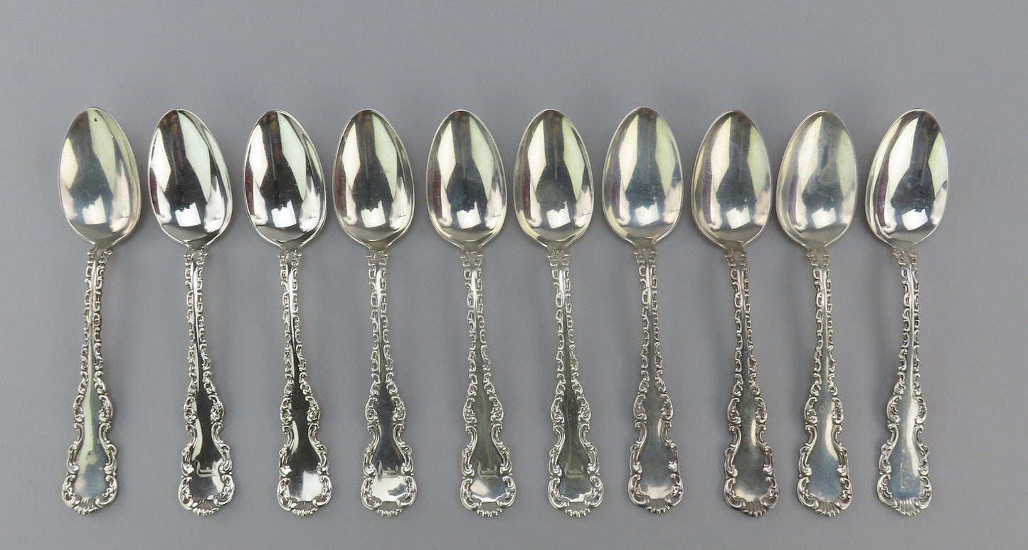 10 Whiting Louis XV Sterling Silver Oval Soup Spoons 7 7/8 Inches