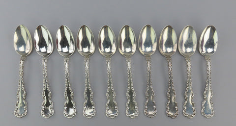 10 Whiting Louis XV Sterling Silver Oval Soup Spoons 7 7/8 Inches