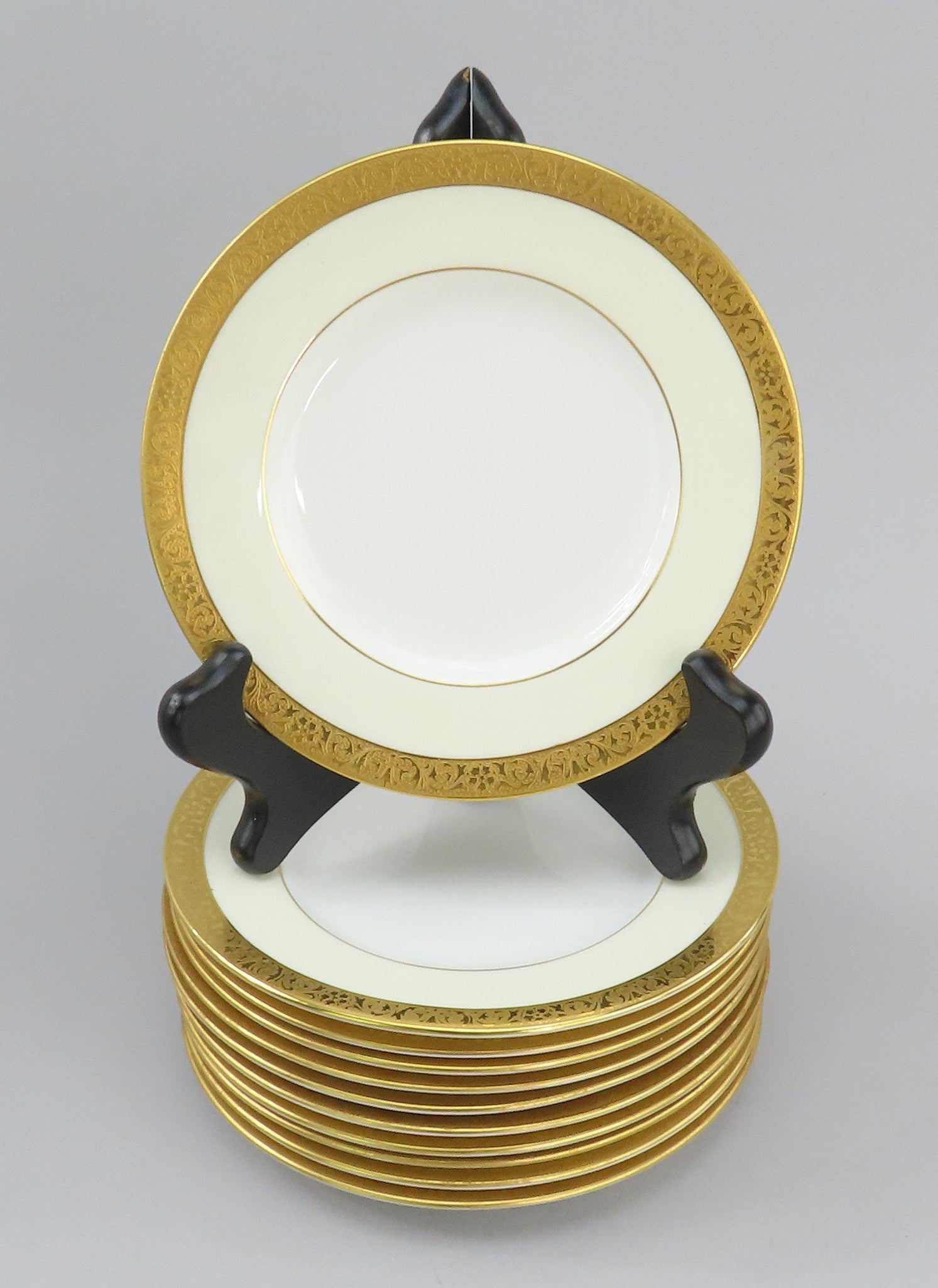 11 Minton Westminster K154 Bone China Bread Plates Cream w/ Gold 6 1/4 Inches