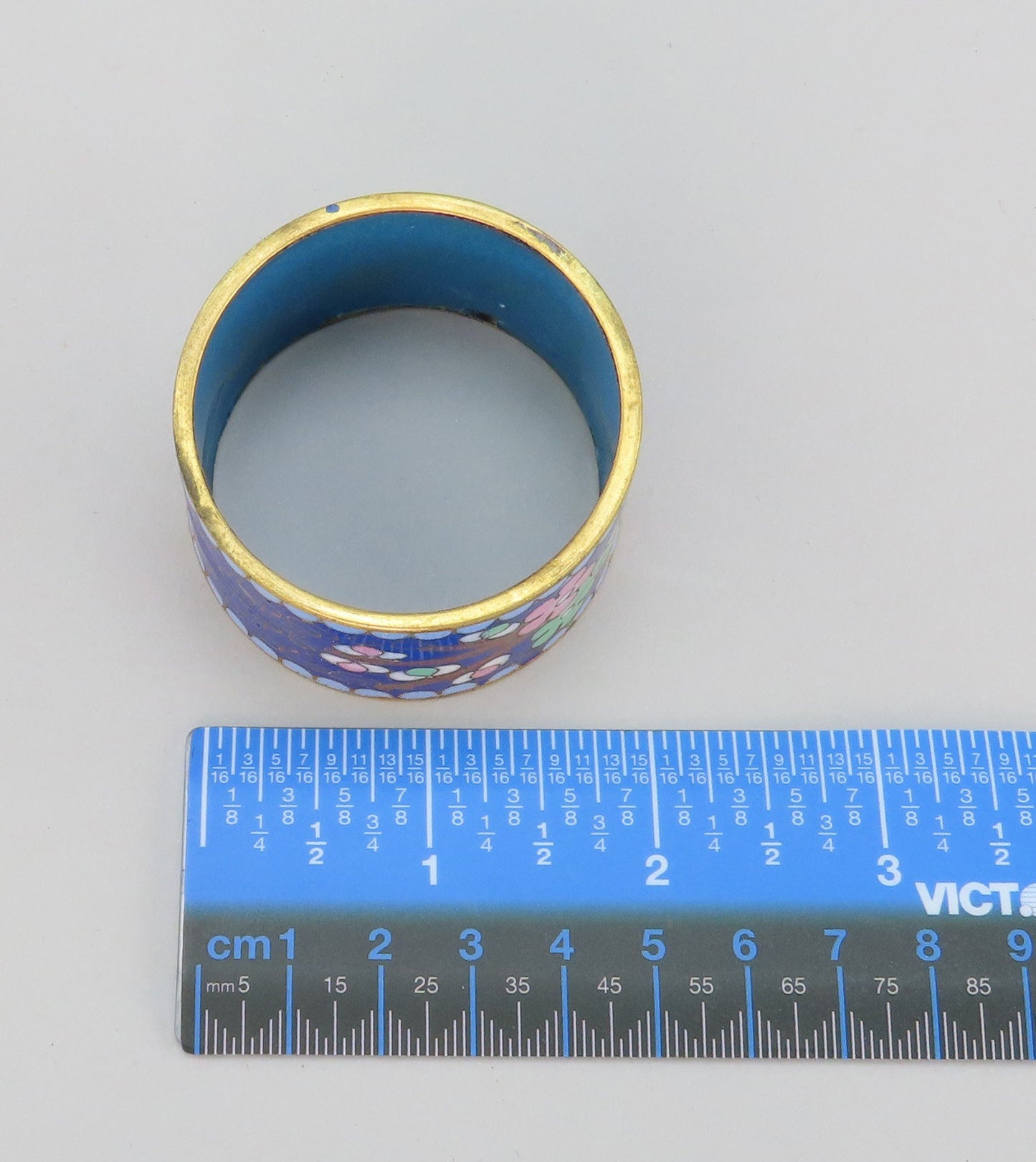 Great Set 10 VTG Chinese Cloisonne Gilt Flowers Birds Napkin Rings