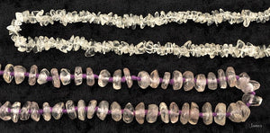 2 Long Clear Rock Crystal Beaded Necklaces Purple