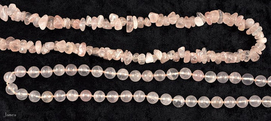 Lot of 2 Pink Rose Quartz Beaded Necklaces