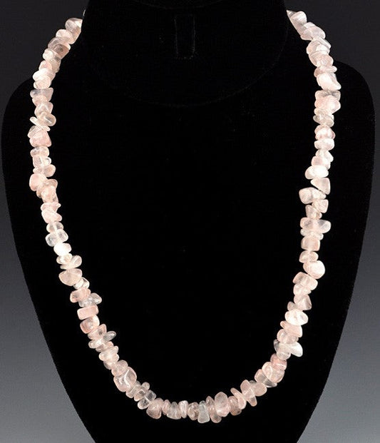 Lot of 2 Pink Rose Quartz Beaded Necklaces