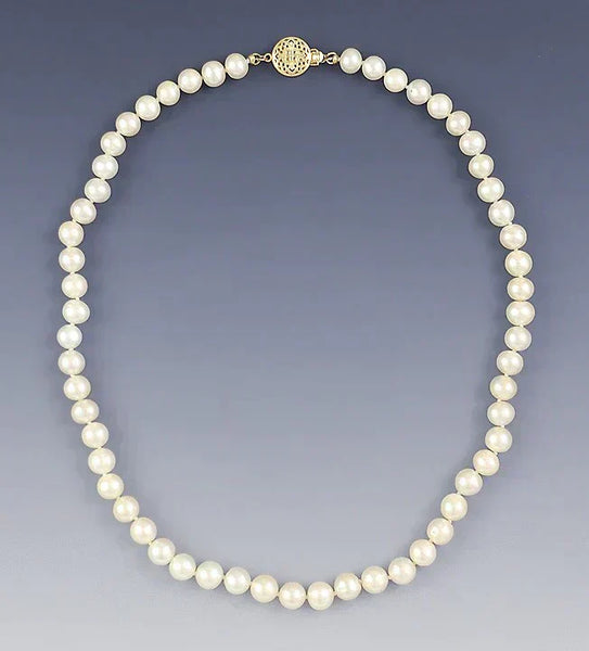 Lovely Pearl Necklace w/14K Gold Clasp ~17.5"