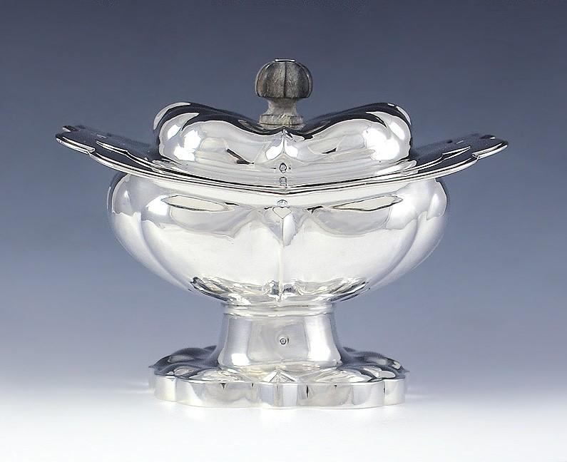 Antique 1848 Dutch Silver Covered Dish Sugar Pedestal Bowl 19th Century