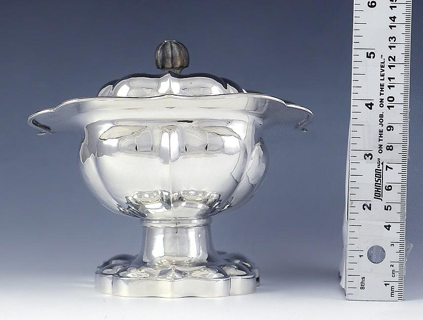 Antique 1848 Dutch Silver Covered Dish Sugar Pedestal Bowl 19th Century