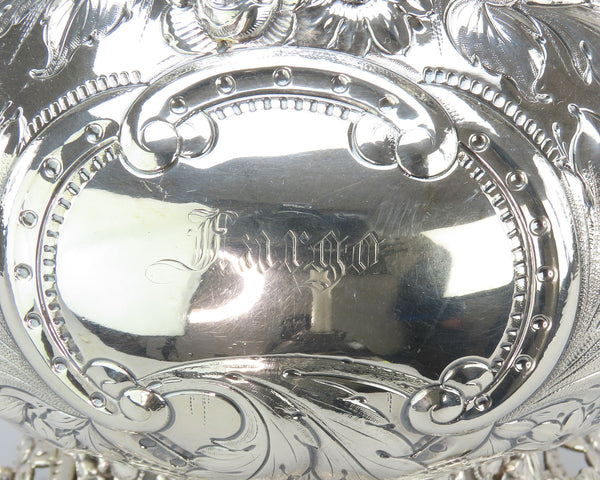 c1850s Gorgeous American Coin Silver Kettle On Stand Fargo Family Monogram 15"