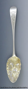 Antique 1809 Georgian English Sterling Silver Hand Chased Fruit Serving Spoon