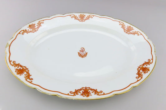 Fabulous Large French 1870s Porcelain Oval Tray 19 1/4 Inches Long