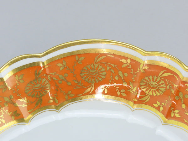 Fabulous c1810 Barr Flight Barr Oval Serving Dish Bowl Orange Flower Gilded 14"