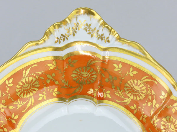 Fabulous c1810 Barr Flight Barr Oval Serving Dish Bowl Orange Flower Gilded 14"