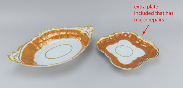 Fabulous c1810 Barr Flight Barr Oval Serving Dish Bowl Orange Flower Gilded 14"