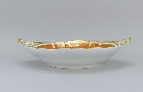 Fabulous c1810 Barr Flight Barr Oval Serving Dish Bowl Orange Flower Gilded 14"