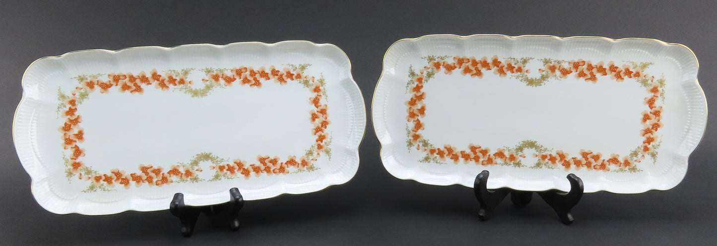 Kaiser Romantica White Porcelain Tray Orange Flowers 13 1/2in