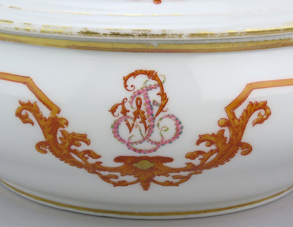 Lovely 1870s French Porcelain Covered Vegetable Dish Ernie Du Bac Paris