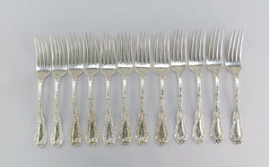 12 Fabulous Dominick Haff No10 pattern Sterling Silver Dinner Forks 7 3/4 Inches