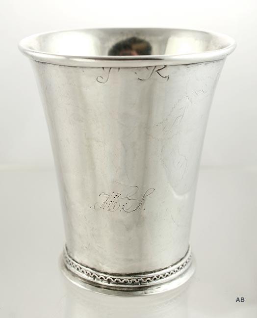 Antique c1680 Old Continental European Silver Beaker Cup 3 1/4"
