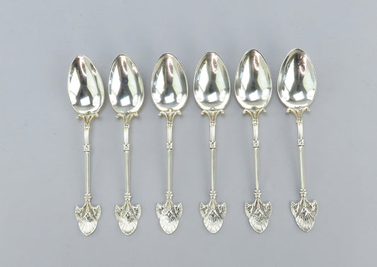 Rare Set 6 Antique Gorham Sterling Silver Lotus Coffee 5 o'clock Spoons 5"