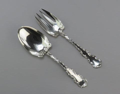 Fabulous Whiting Louis XV Sterling Silver Salad Serving Set W Mono 8 Inches