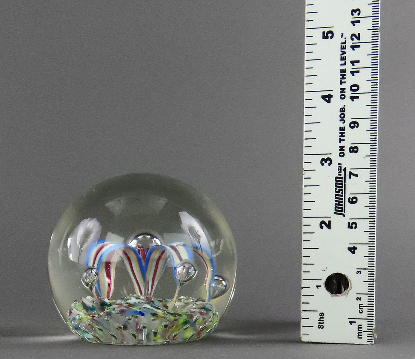 Great Hand-Blown Glass Paperweight Jester Hat Design w/ Control Bubble Ends