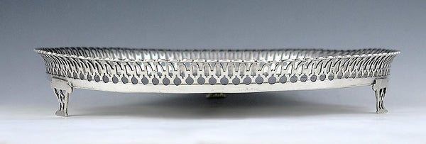 Fab Quality Large .958 Portuguese Silver 3 Leg Round Galley Edge Tray c1843-1853