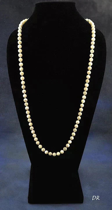 Genuine Mother of Pearl Bead Knotted Strand Necklace