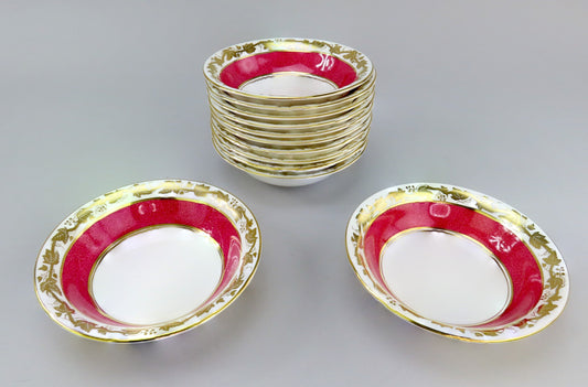 12 Wedgwood Whitehall W3994 Powder Ruby Bone China Coupe Cereal Bowls 6"
