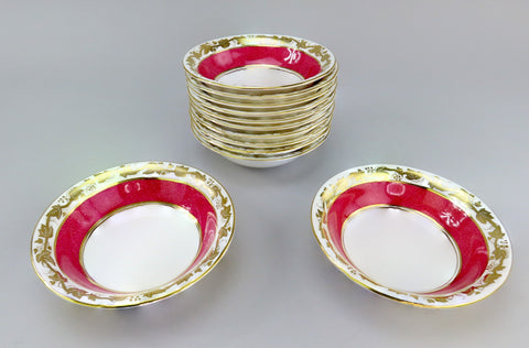 12 Wedgwood Whitehall W3994 Powder Ruby Bone China Coupe Cereal Bowls 6"