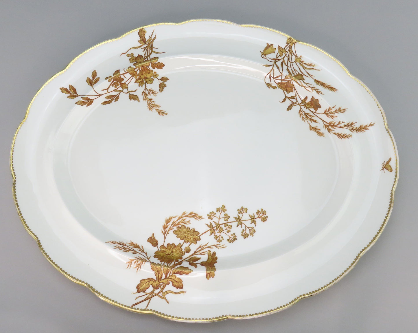 Large c1881 Brown Westhead Moore Staffordshire Gilt Floral Oval Serving Platter