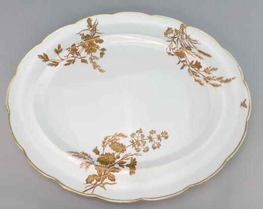 Large c1881 Brown Westhead Moore Staffordshire Gilt Floral Oval Serving Platter