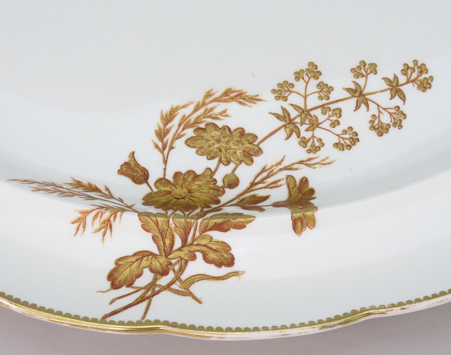 Large c1881 Brown Westhead Moore Staffordshire Gilt Floral Oval Serving Platter