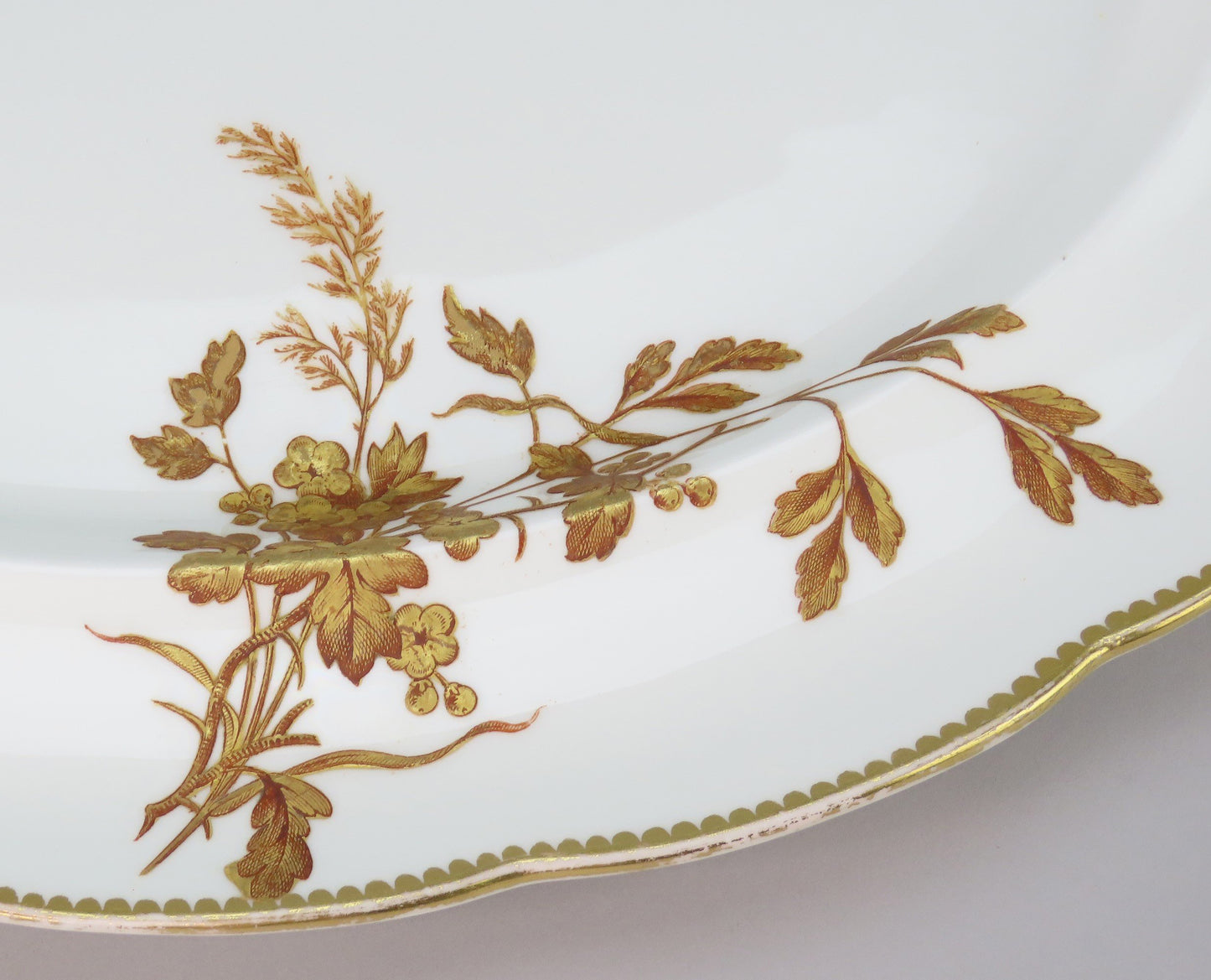 Large c1881 Brown Westhead Moore Staffordshire Gilt Floral Oval Serving Platter