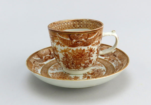 Great Set c1840s Chinese Export Porcelain Brown Fitzhugh 9 Cups 4 Saucers