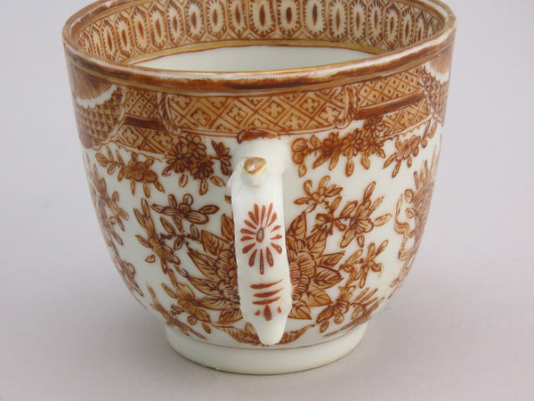 Great Set c1840s Chinese Export Porcelain Brown Fitzhugh 9 Cups 4 Saucers