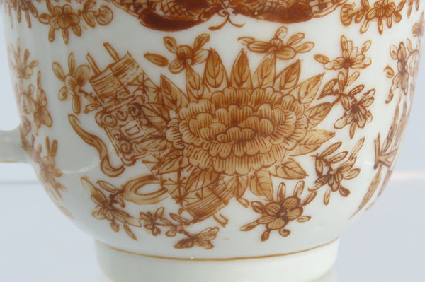 Great Set c1840s Chinese Export Porcelain Brown Fitzhugh 9 Cups 4 Saucers